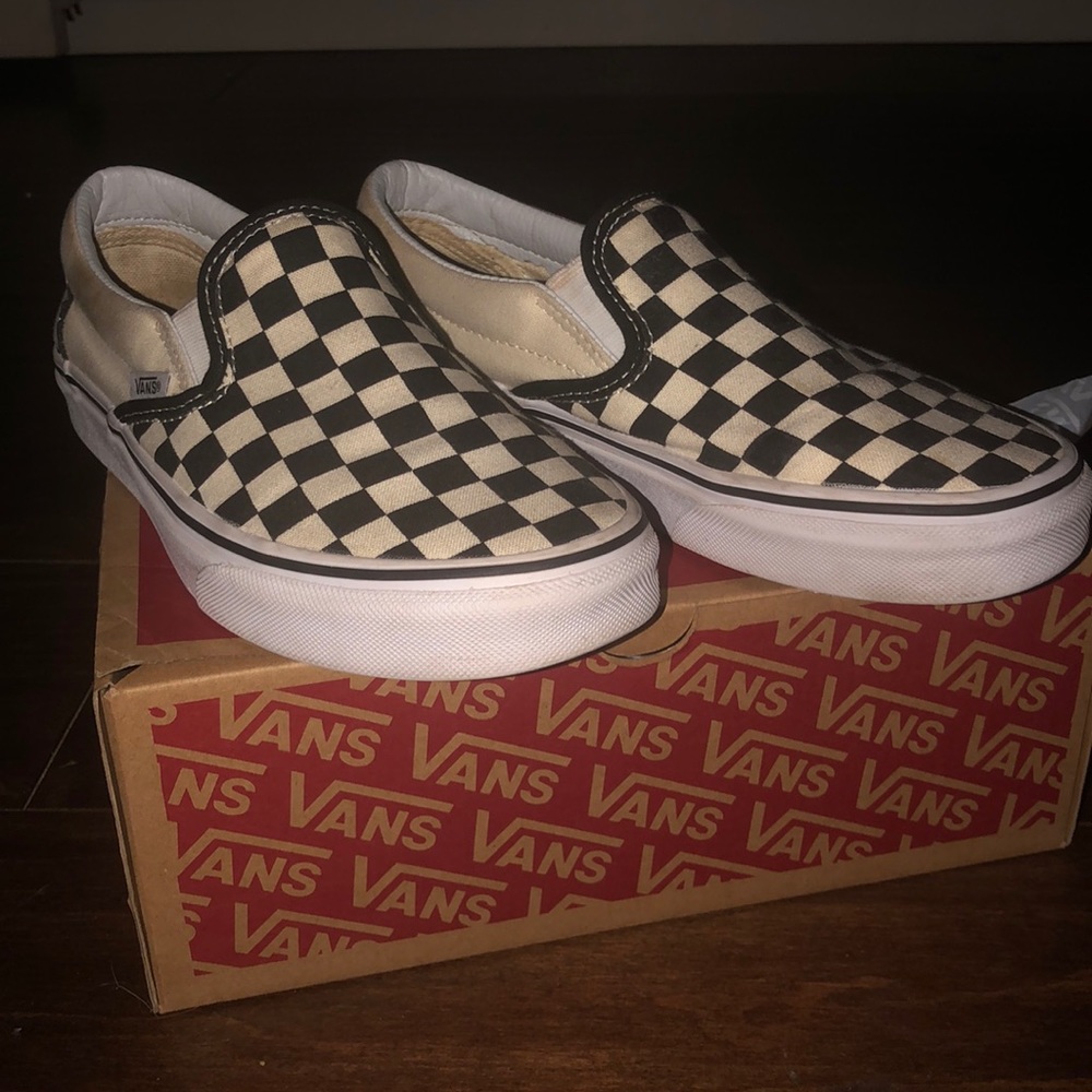 Vans checkered slip ons